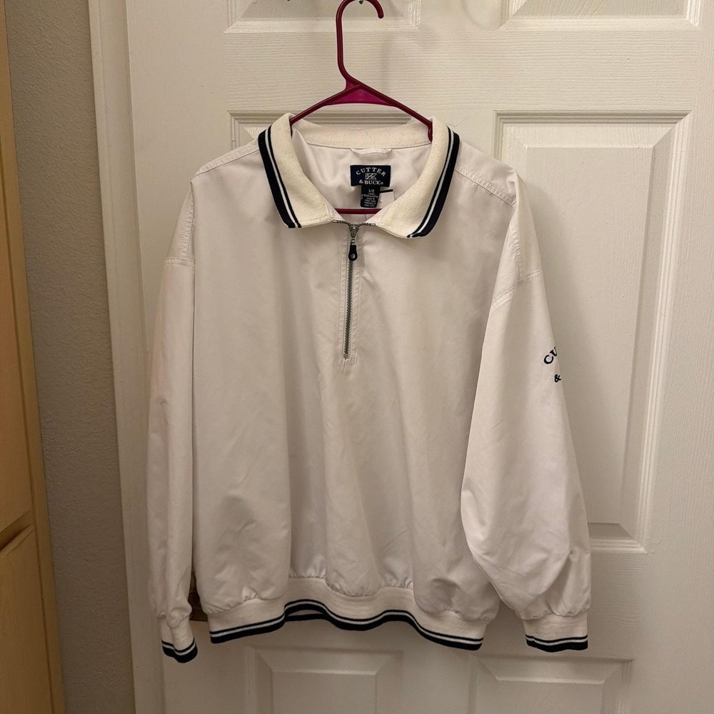 Vintage Cutter & Buck White 1/4‎ Zip Golf Windbreaker Pullover